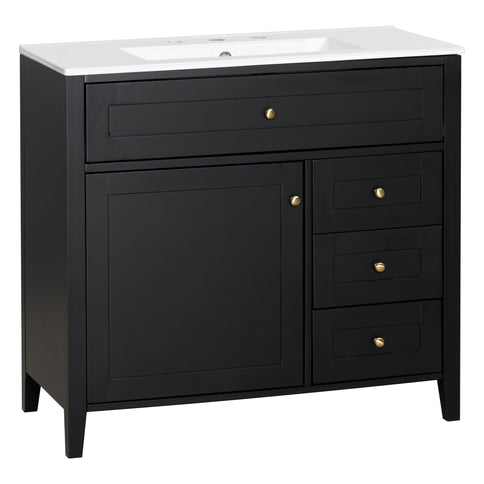 Bathroom Vanity With Sink, Cabinet With 3 Drawers And Adjustable Shelf
