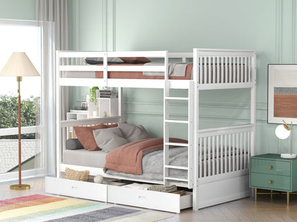 Bunk Bed With Ladders And 2 Storage Drawers