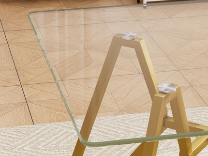 Modern Glass Dining Table With Metal Legs