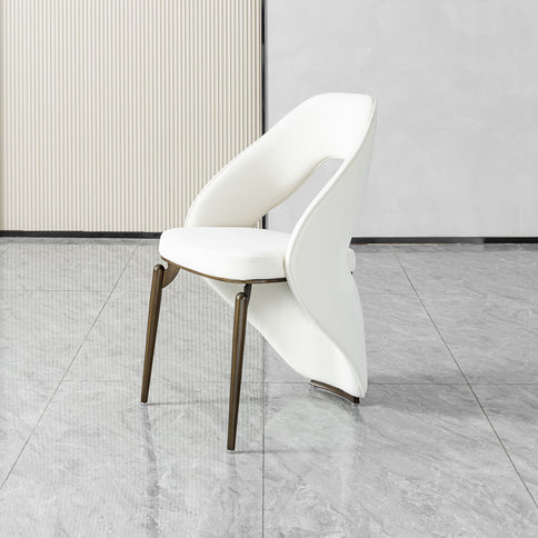 Dining Chair With Open Back Design Upholstery - Ancient White