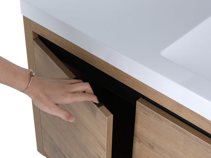 Floating Bathroom Vanity With Resin Sink And Soft Close Doors