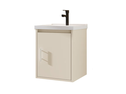 16" Floating Bathroom Vanity Combo, Wall Mounted Cabinet With Sink & Soft Close Doors For Small Bathrooms - Khaki