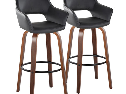 Mustang - Contemporary Fixed Height Barstool With Swivel & Round Footrest (Set of 2)
