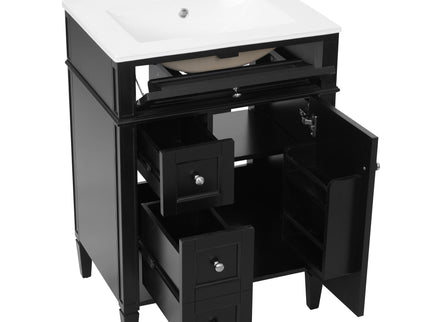 Bathroom Vanity With Top Sink, Storage Cabinet With 2 Drawers And Tip-Out Drawer