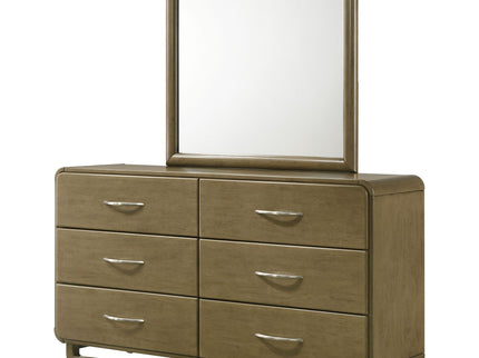 Bernardo - 6 Drawer Dresser And Mirror With Rounded Corners - Nutmeg Brown