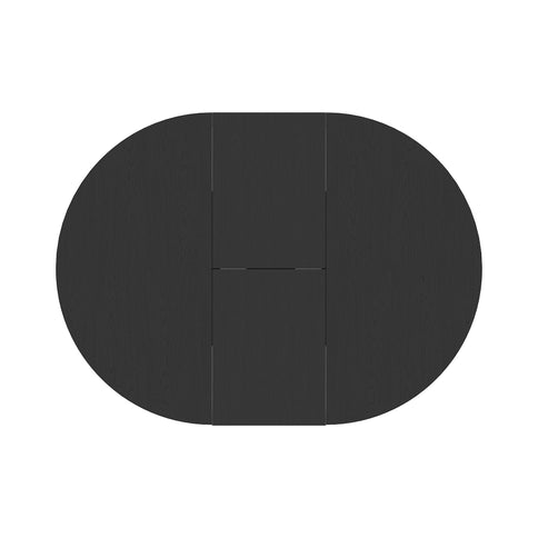 Dining Table For Farmhouse Kitchen Expandable Oval Table Top With Removable Leaf Trestle X Shaped Base - Black
