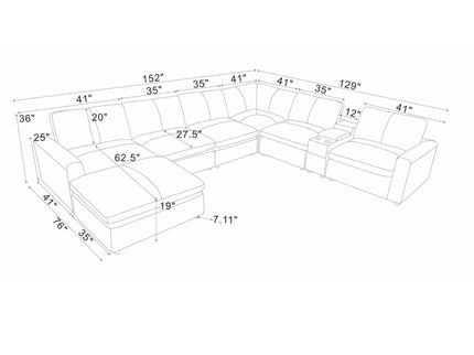 Large Seating Modular Upholstered Sectional