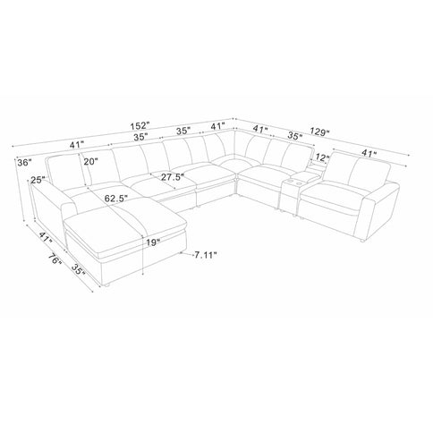 Large Seating Modular Upholstered Sectional
