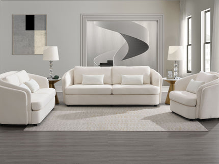 Mariko - Linen 3 Pieces Living Room Set - Beige