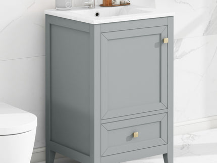 Bathroom Vanity With Sink, Soft Closing Cabinet Door, Storage Rack And Drawer