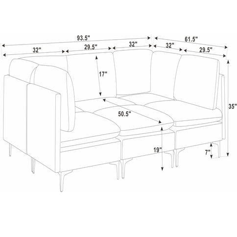 Upholstered Modular Sectional & Tall Legs