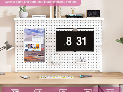 Clamp On Desk Pegboard With Single Monitor Stand