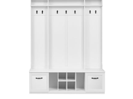 5 In 1 Entryway Bench With Coat Rack, 7 Sturdy Hooks, 2 Spacious Drawers And Adjustable Shelves