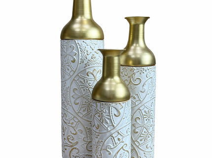 Floor Vases, Tall Home Decor Vases (Set of 3) - White / Gold