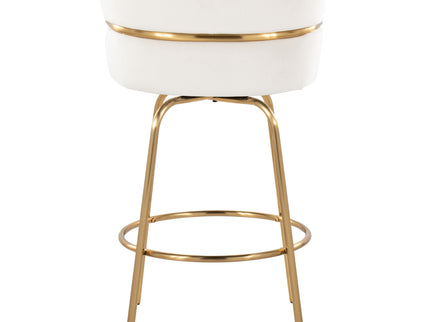 Cinch - Glam / Art Deco Fixed Height Counter Stool With Swivel With Round Footrest (Set of 2)