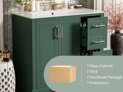 Traditional Bathroom Vanity With Soft Close Doors And Drawers