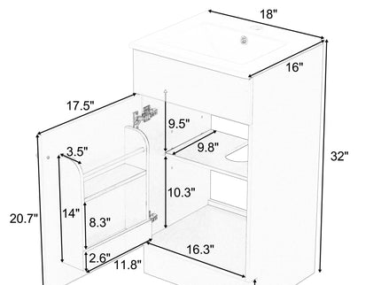 Bathroom Vanity With Sink, Cabinet With Adjustable Shelf