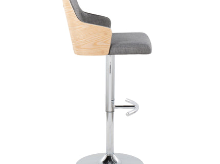 Stella - Contemporary Adjustable Barstool Stool With Swivel & Rounded T Footrest (Set of 2)
