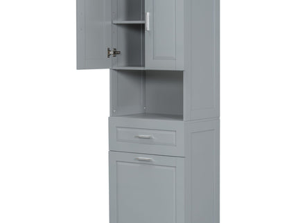 Tall Bathroom Cabinet With Tilt-Out Laundry Basket And Upper Storage
