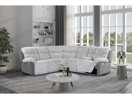 Bruni - Sectional Sofa With LED Lighting And Manual Recline - Gray