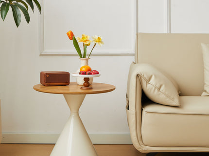 Round Coffee Table - Brown / White