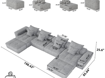 Modern Oversized Diy Combination Modular Sectional Sofa With Pillows