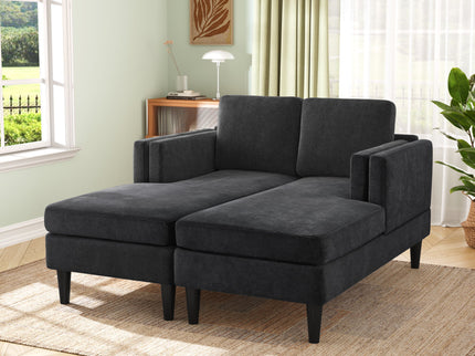 Chaise Lounge Sofa Bed With Dual Layer Armrests For Living Room