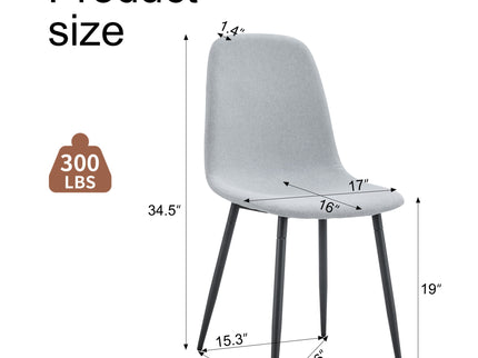 Modern Medieval Style Cushioned Side Chairs Set With Metal Legs For Kitchens
