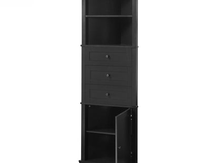 Tall Storage Cabinet With 3 Drawers And Adjustable Shelves For Bathroom