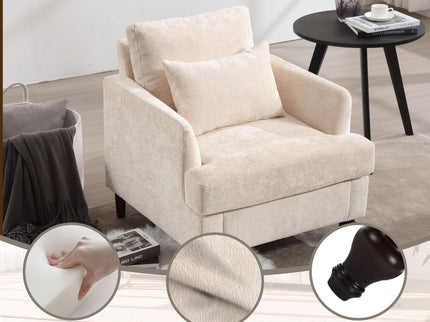 Modern Mid Century Wood Frame Armchair With Tufted Design