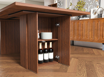 Rectangular Dining Table With Storage Base - Walnut