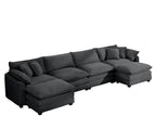 Dark Gray / 3 Pc. 4 Seater Sectional, 2 Ottomans