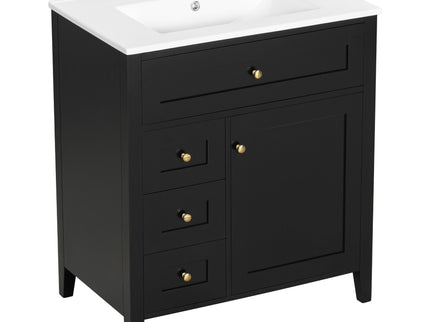 Bathroom Vanity With Sink, 3 Drawers And Adjustable Shelf, Freestanding Storage Unit