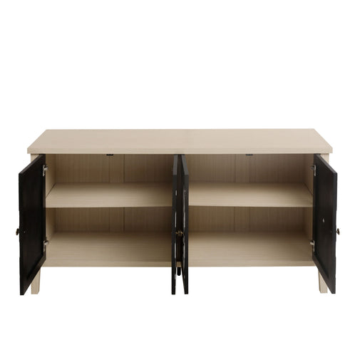 Modern Storage Cabinet With 4 Doors & Adjustable Shelves