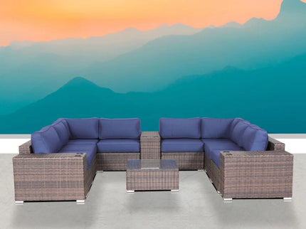 Modern Patio Rattan Sectional Set With Cushions