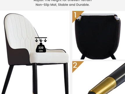 Modern Sponge-Filled Dining Chair, Solid Wood Metal Legs, Suitable For Restaurants, Living Rooms And Rooms (Set of 2)