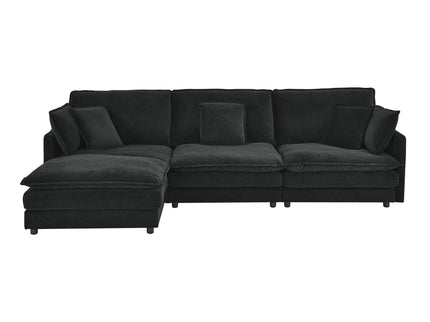 L-Shaped Sectional Sofa With Ottoman, Convertible 4 Seater Couch