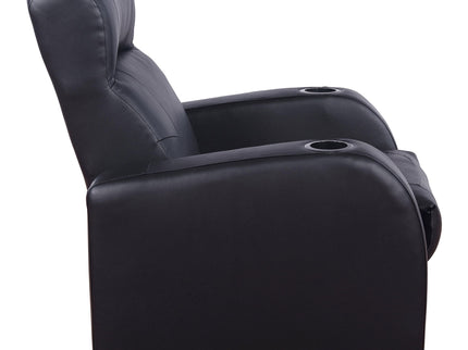 Greenfield - 4 Seater Home Theater With Wedge Console Recliners With Built In Storage And Cup Holders - Black
