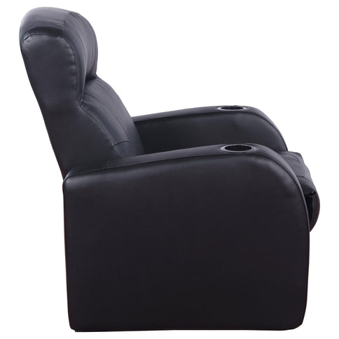 Greenfield - 4 Seater Home Theater With Wedge Console Recliners With Built In Storage And Cup Holders - Black