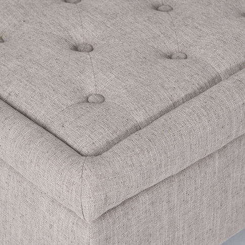 Dean - Fabric Storage Wide Tufted Rectangle Ottoman - Gray