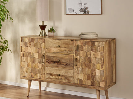 3 Drawer Sideboard With 2 Doors (KD Legs) - Natural