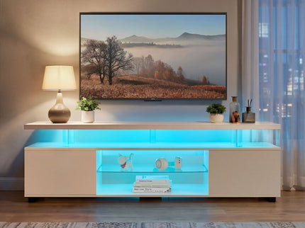 TV Stant With LED And Large Side Cabinet