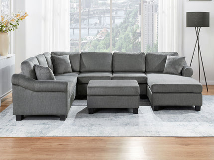 Contemporary U - Shaped Sectional Sofa With Movable Storage Ottoman