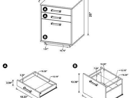 Loomis - 3 Drawer Home Office File Cabinet - White / Gray