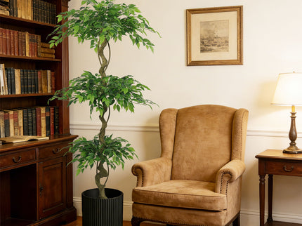 Artificial Ficus Tree With Pot For Home Decor Indoor Plant - Green