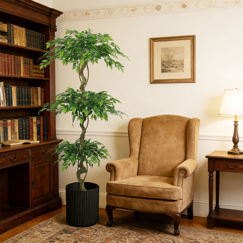 Artificial Ficus Tree With Pot For Home Decor Indoor Plant - Green