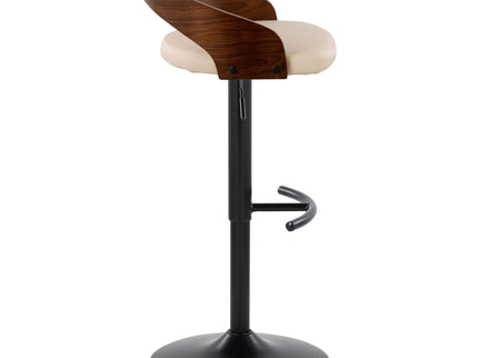 Grotto - Contemporary Adjustable Barstool With Swivel With Rounded T Footrest (Set of 2)