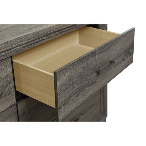 Funston - 6 Drawer Dresser With Mirror - Brown Oak