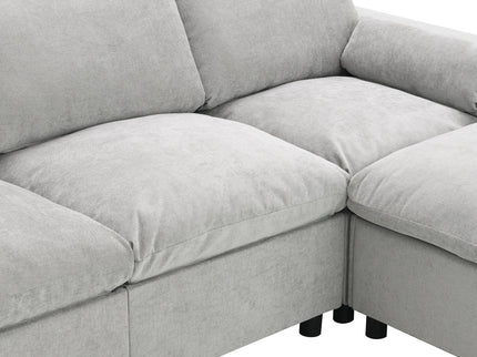 Modular Sectional With Storage Pockets, 5 Seat U Shaped Couch Set With Pillows, Free Combination Modern Cloud Sofa With 2 Movable Ottoman