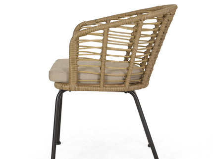Randy - Modern Wicker Chair With Water Resistant Cushions - Brown / Beige